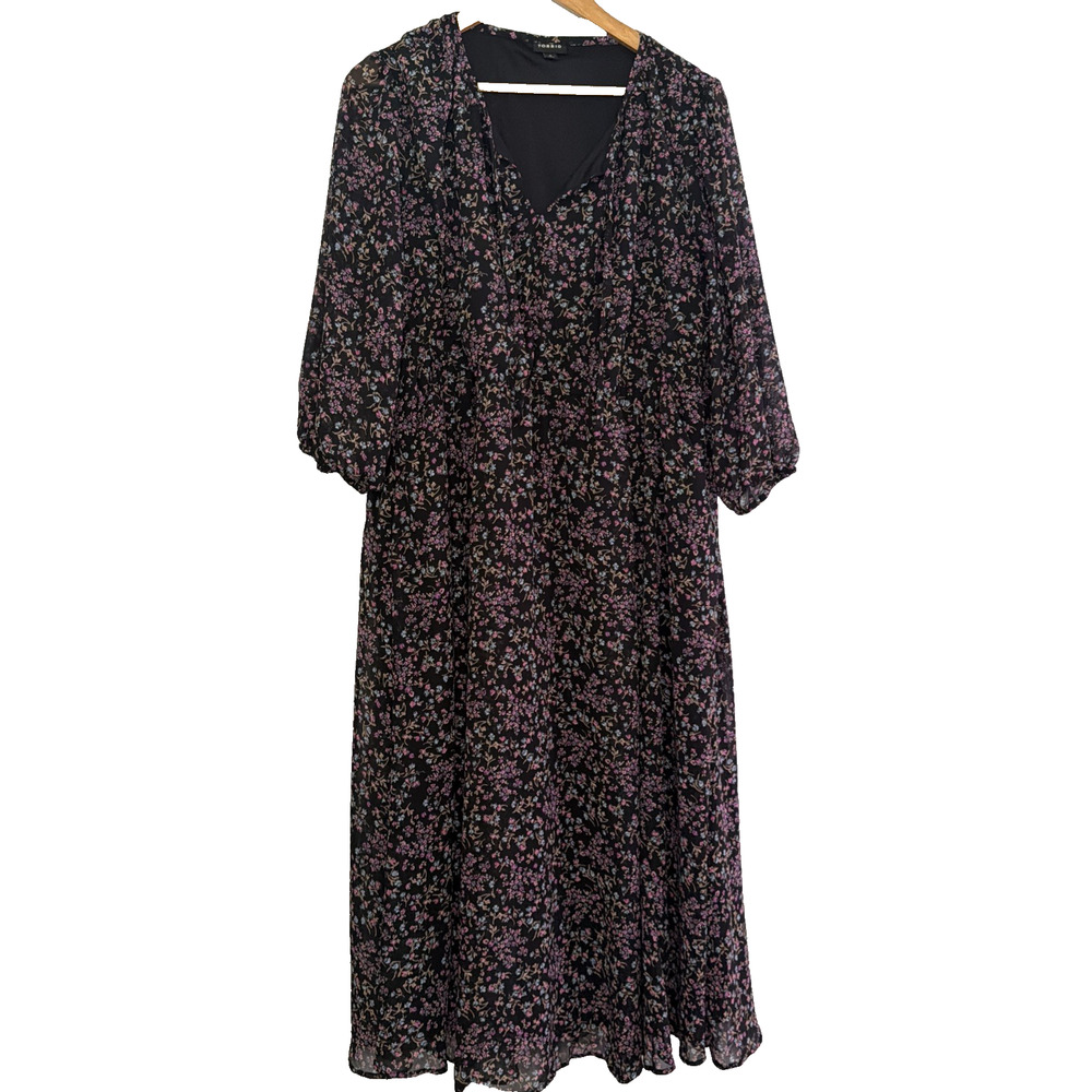 Torrid Maxi Chiffon Dress Black Floral Size 0X